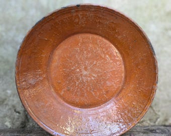 Antique French Glazed Bowl: Rustic Primitive Farmhouse Kitchen Decor