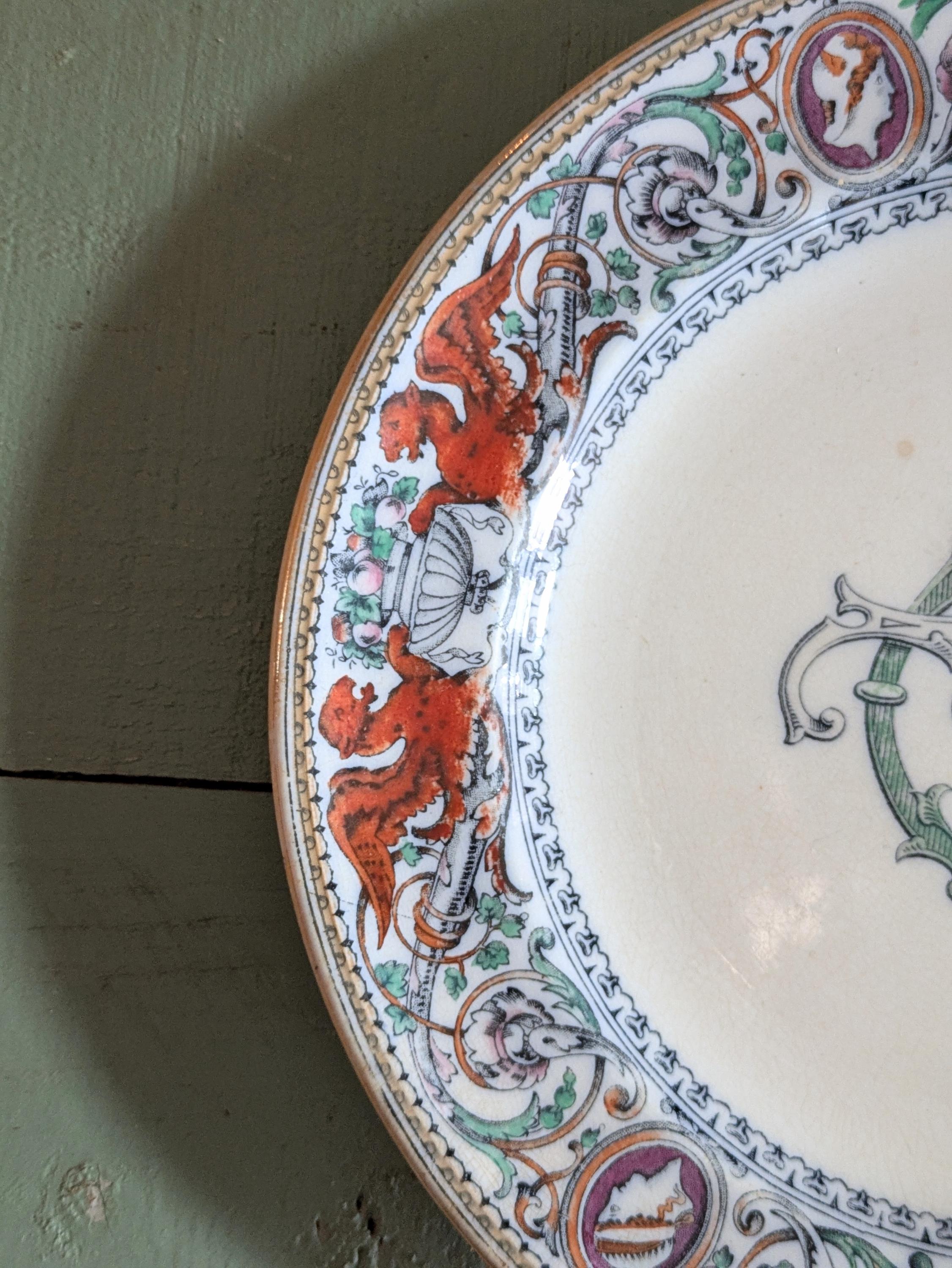 アンティーク ミントン フィレンツェ風プレート：19世紀イギリス製食器