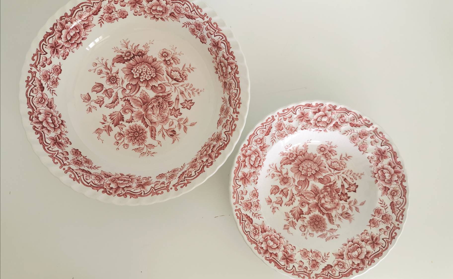 Paire de Bols Ferme Vintage Anglais, Staffordshire Angleterre, Clifton, Floraux Roses, Céramiques Pi