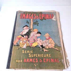French vintage children&#39;s hardback book, collection of stories, 1950s, 1960s retro picture book, Images d&#39;Épinal, kids vintage art decor
