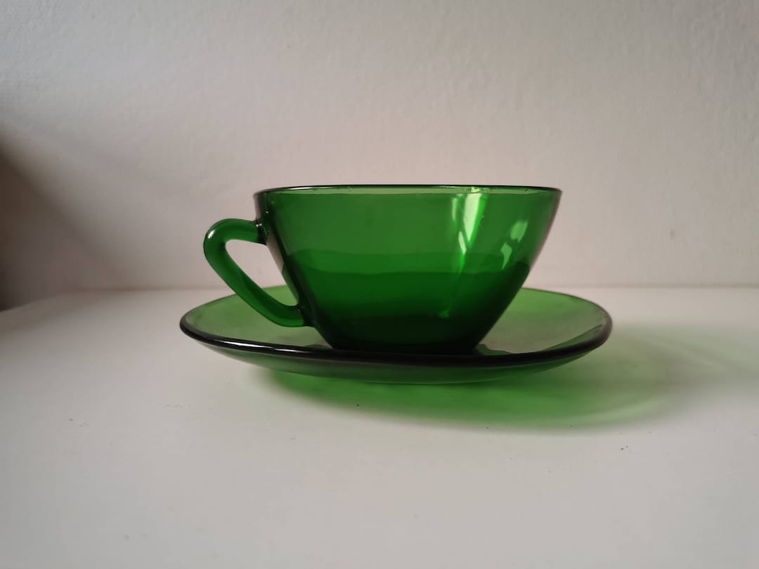 French Vintage Green Cup and Saucer Retro Tea or Coffee Cup Etsy