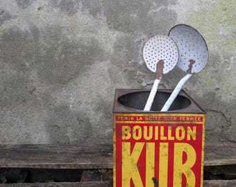 Scatola di metallo Bouillon Kub vintage francese, decorazione retrò per riporre gli oggetti