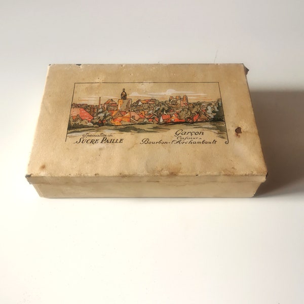 Français boîte vintage boîte à bonbon rétro Bourbon l'archambault cadeau pour la maison, rangement vintage et organisation de la maison pour le style Français brocante