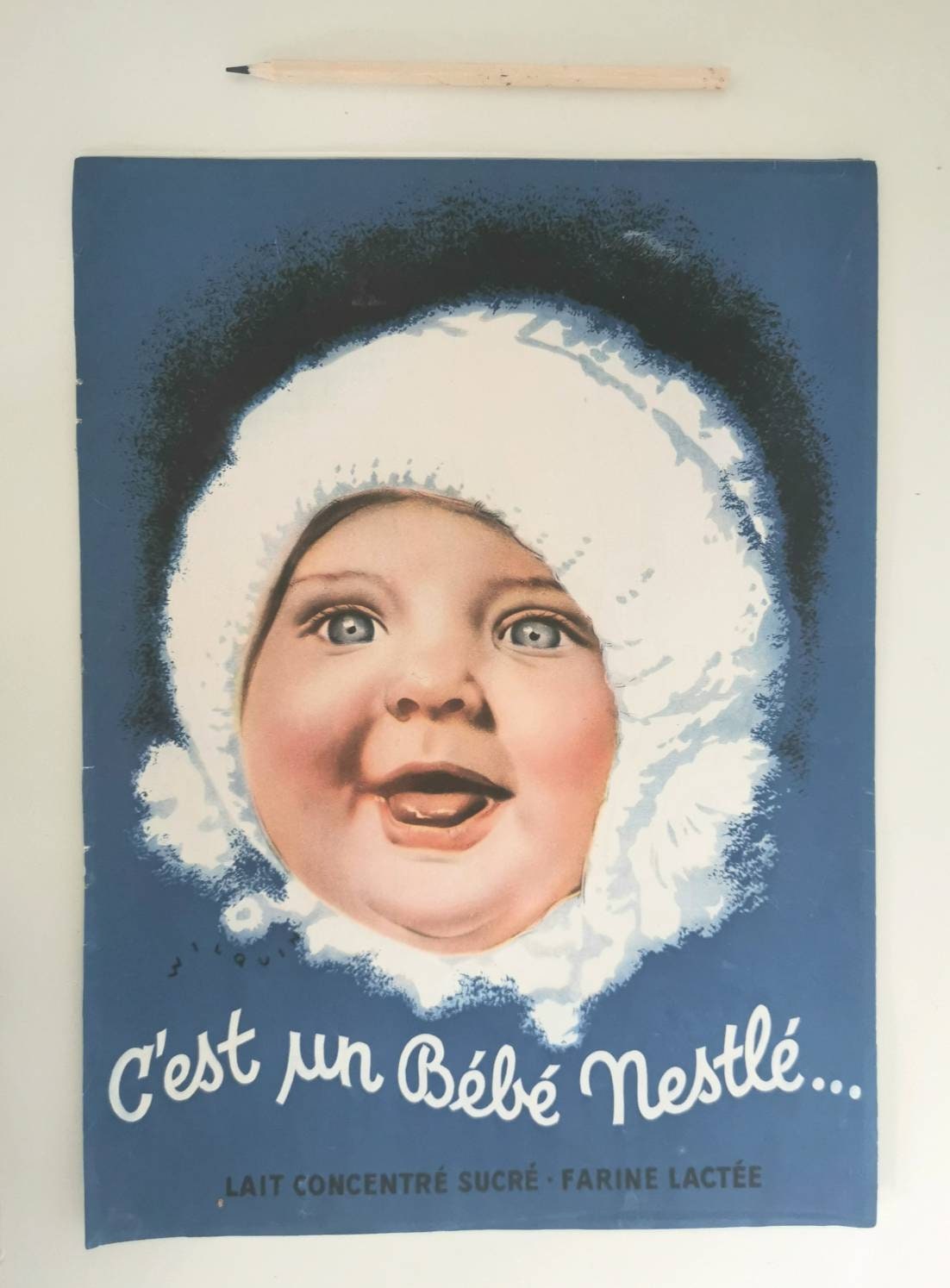 Affiche Originale d'ondeur de Cru, Lait Pour Bébé Nestlé, Illustration Magazine Français, Chambre à 