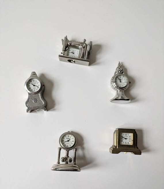 Lot of French Vintage Miniature Dolls House Clocks, Small Quartz