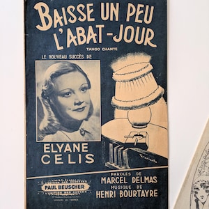 Lot of 6 antique piano sheet music, original French piano music, retro musical prints for frames, original music score,