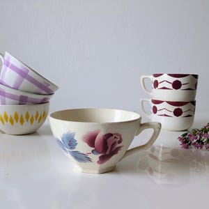 Choose your own! Small antique cups, French cups for coffee, Sarreguemines cups, traditional French country kitchen home decor gift.
