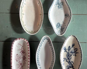 Choose your own! Vintage French Ceramic Ravier Plate: Floral Ironstone Serving Dish