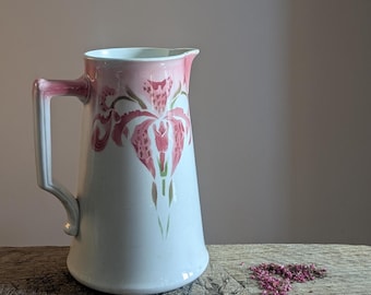 French Vintage Art Deco Ceramic Jug Pitcher: vintage Pottery
