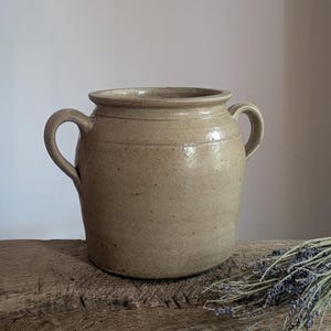 Antique grey confit pot, French home neutral decor