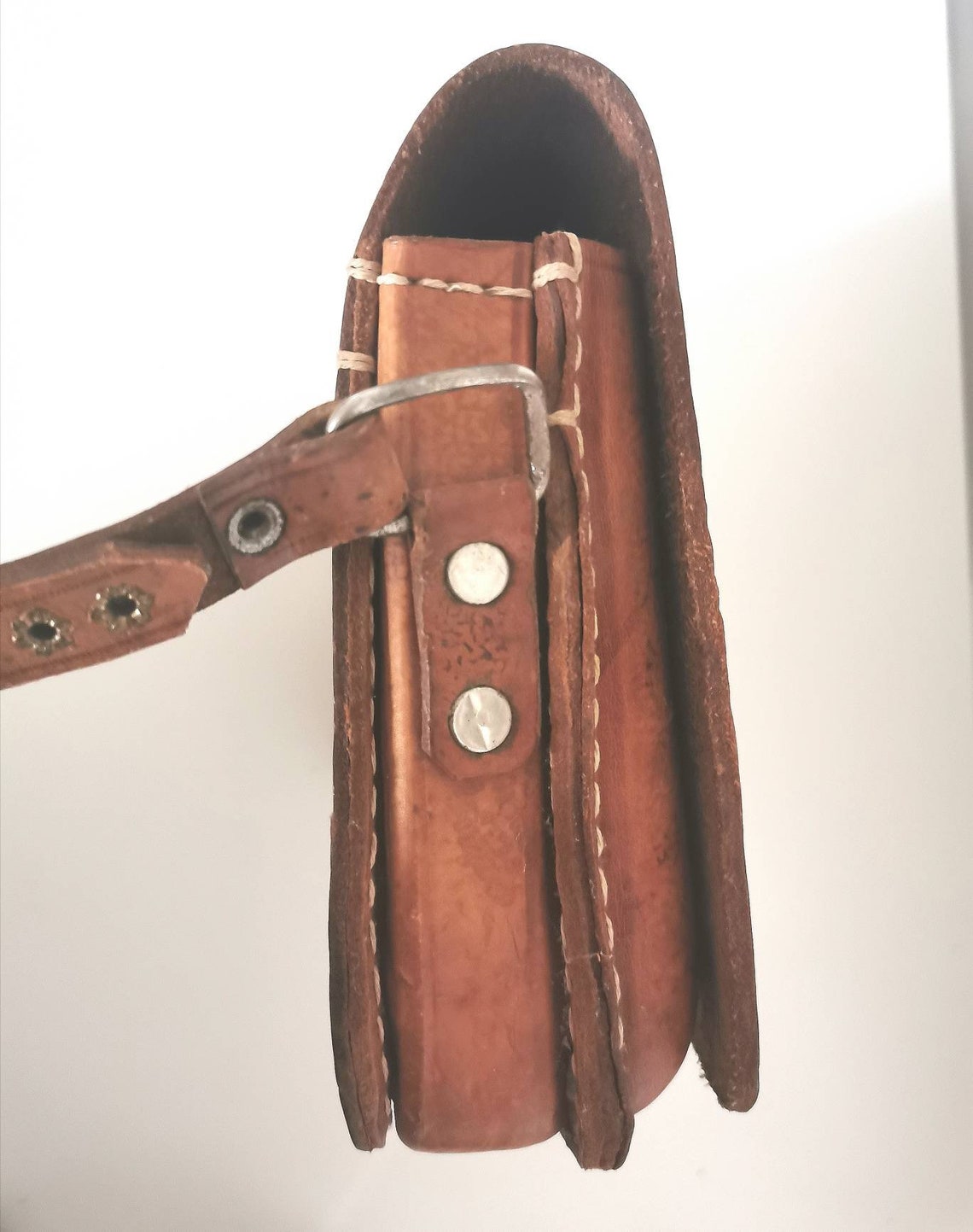 French Vintage Boho Leather Handbag Clutch Style With Cream - Etsy
