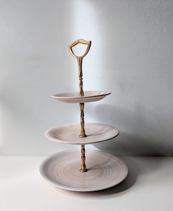 フランスのヴィンテージケーキスタンド：Salins France 3段セラミック