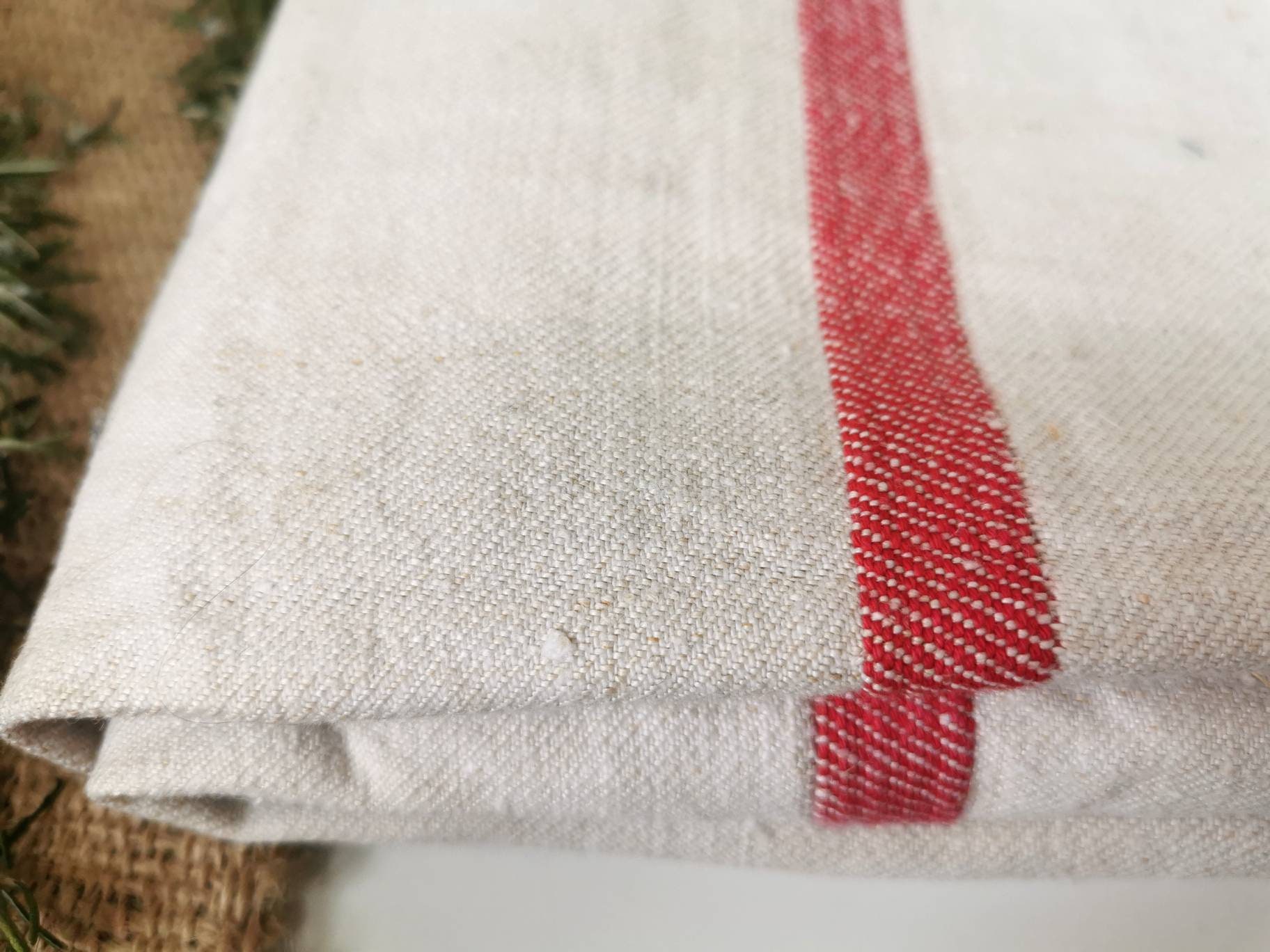 Français Torchon Vintage Pour Cuisine, Serviette en Lin avec Rayures Rouges Un Décor de Cuisine Ferm