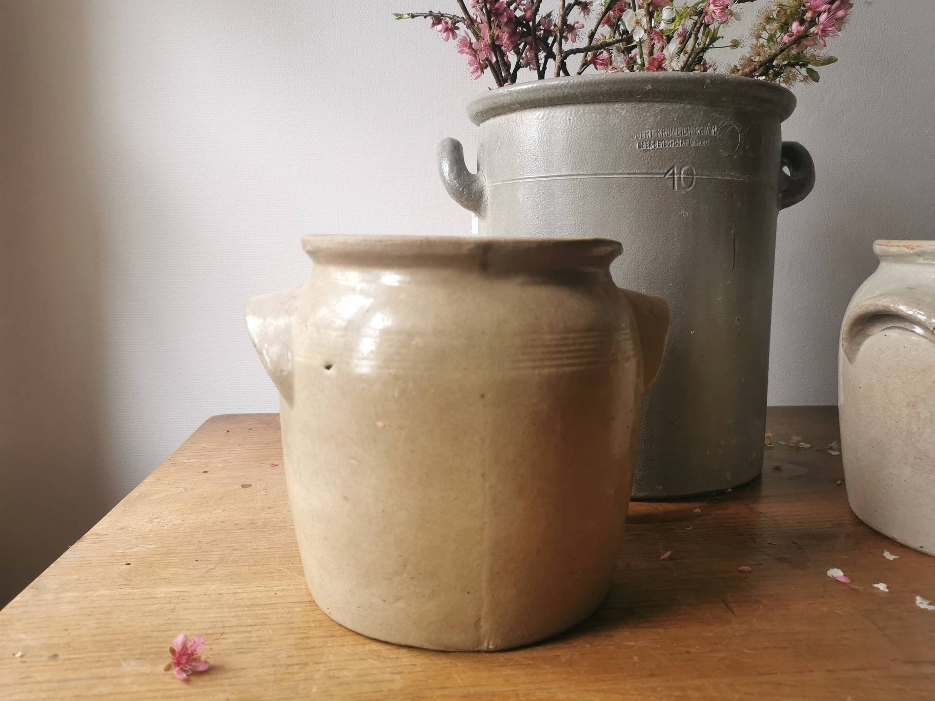 Petit Pot Vintage Gris, Confit en Grès Gris Fait à La Main, Début Du 20Ème Siècle, Poterie de Ferme,
