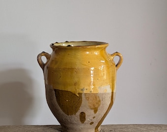 Yellow French Confit Pot: Glazed Terracotta Farmhouse Decor