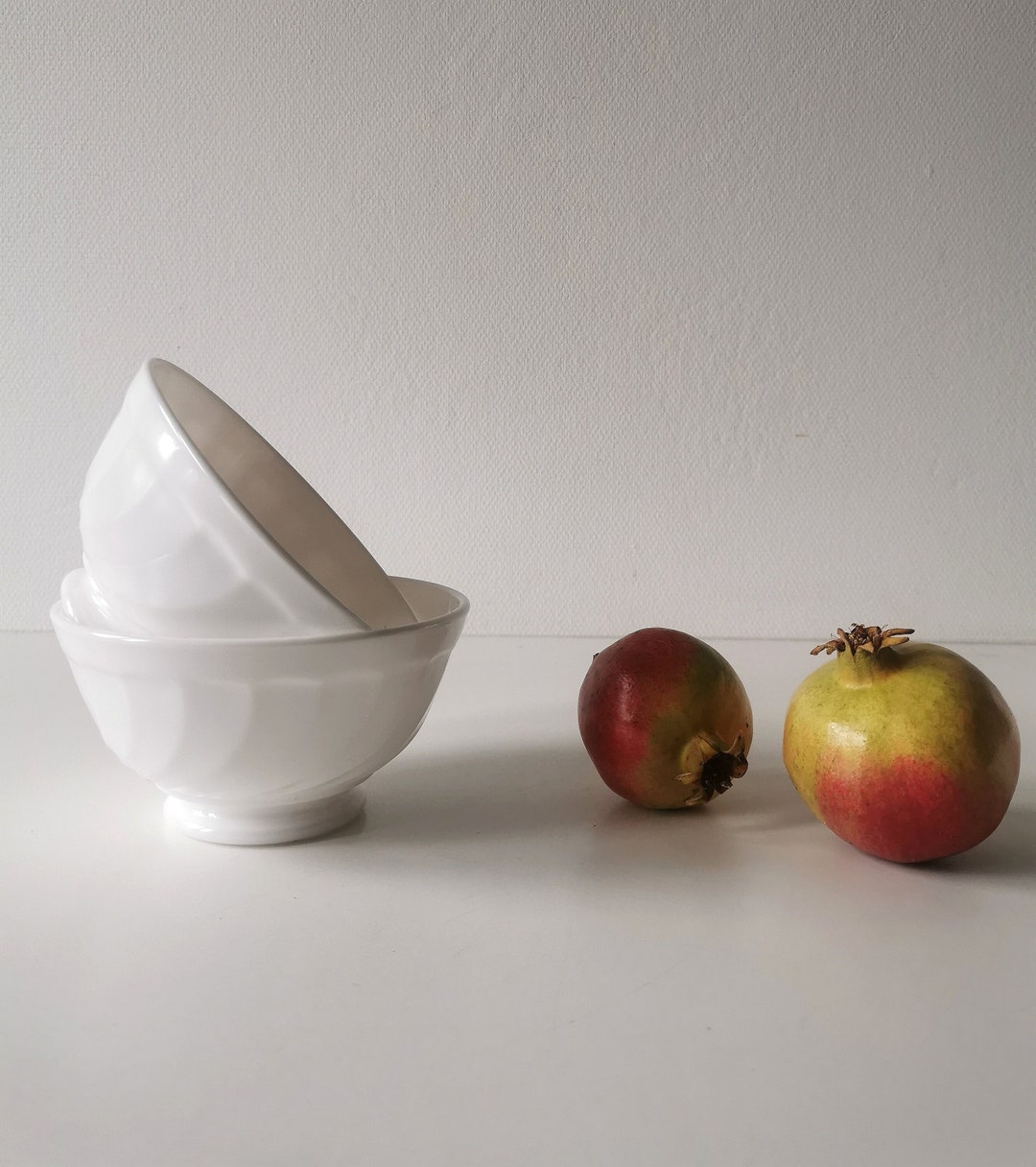 French Vintage Breakfast Bowls Deep Coffee Bowls Circa 1980s Etsy