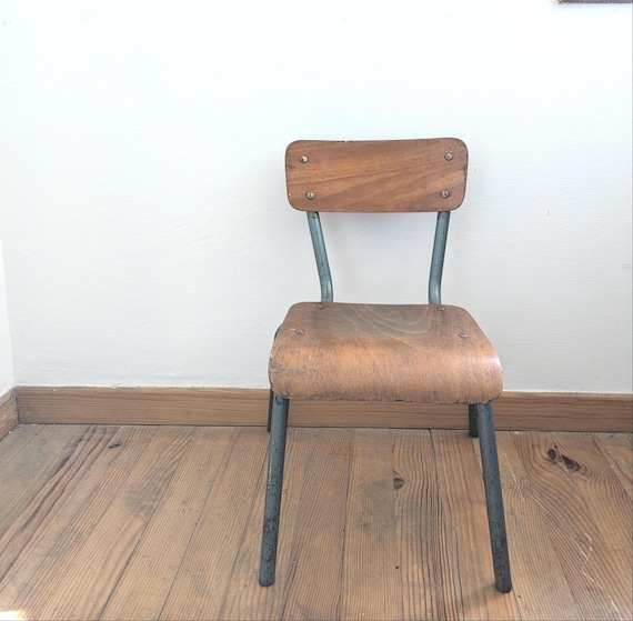 Vintage Children's School Chair: Retro French Decor, 1950s