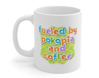 Alimenté par Pokopia et tasse de café | Texte rétro coloré