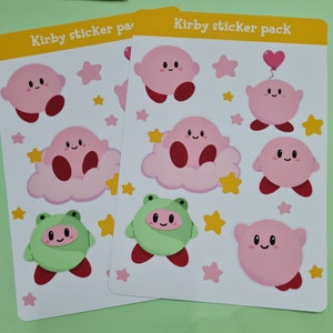 Cute Kirby pastel starry stickersheet- laptop stickers -journal stickers