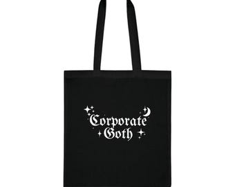 Corporate Goth Cotton Tote Bag, Alternative Style