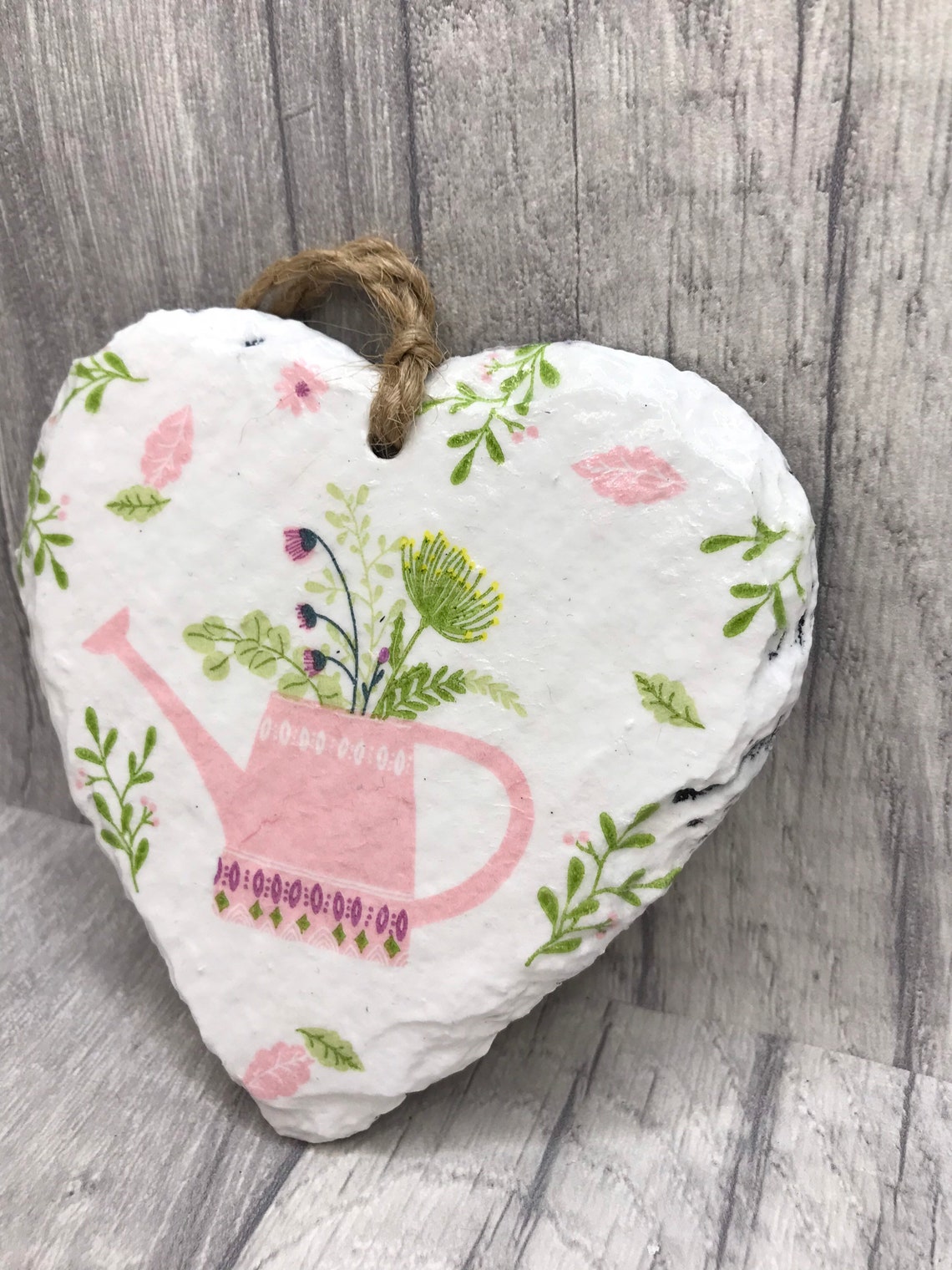 Floral watering can Hanging wall plaque Heart wall plaque Etsy