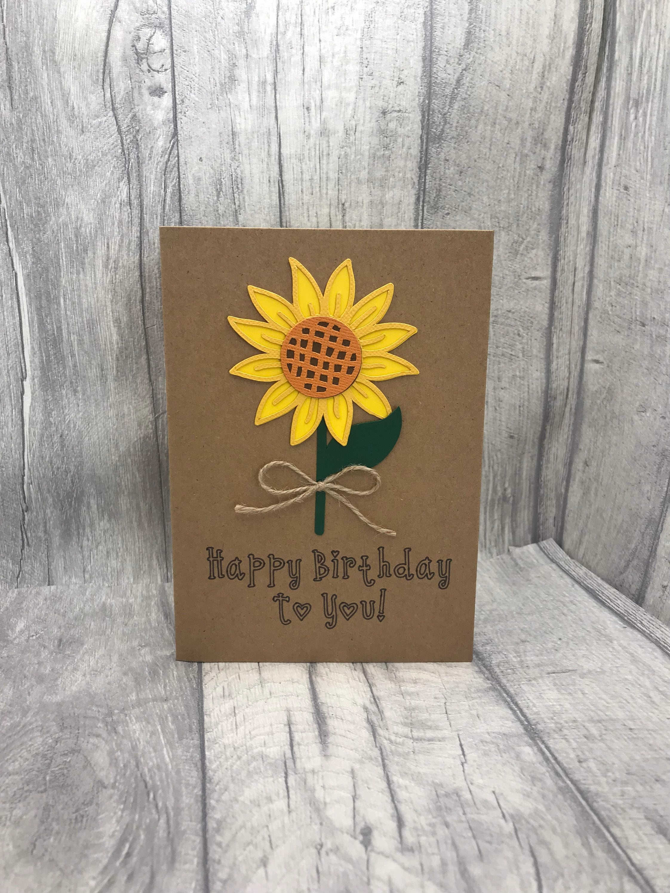 Sunflower Birthday card handmade flowers card greetings Etsy