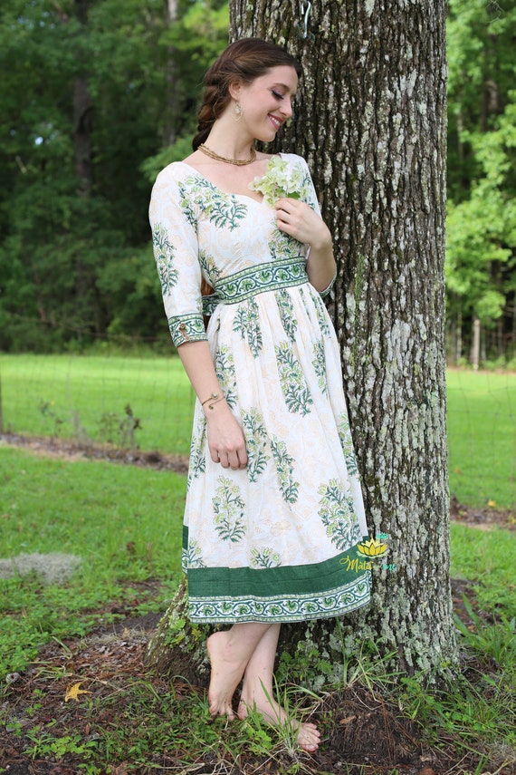 green bohemian dress