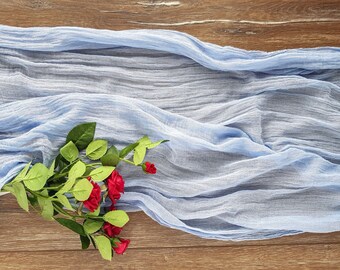 Sky blue cheesecloth, Photo Props, table centerpiece, country wedding, cheesecloth runner, rustic table runner, wedding decor