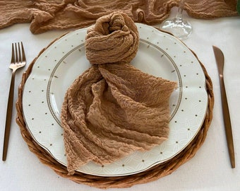 Camel Wedding Napkins Set 4 Cotton Dinner Napkins Cheesecloth Napkins Rustic Wedding Decor Cotton Gauze Napkins Farm Table Decor Cloth Gift