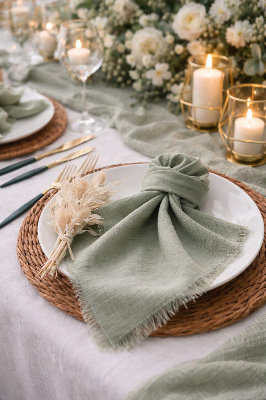Camino Mesa Verde Amazon Camino De Mesa Verde Salvia, Estopilla De Gasa Boho, 80x300cm Mantel De Decoración De Mesa De Boda, Camino Mesa Cheesecloth Para Cocina Fiesta De Caminos De Mesa Verde
