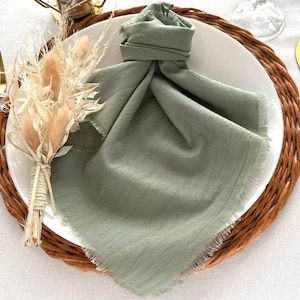 Sage Green Boho Napkins  Cheesecloth Napkin Rustic Wedding Ceremony Decor Cotton Gauze Napkins Farm Table Decor Wedding Ideas Dinner Napkins