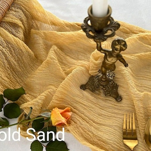 Runner da tavolo in garza per matrimonio in stile boho sabbia dorata, centrotavola, runner in garza, runner rustico, decorazioni per matrimonio, acquerello, festa