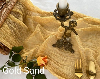 Gold Sand Boho Style Wedding Gauze Table Runner Table Centerpiece Cheesecloth Runner Rustic Table Runner Wedding Decor Watercolor Holiday