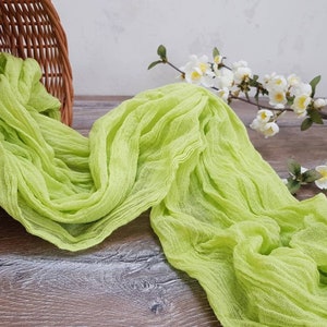 Runner da tavolo in garza color lime per matrimonio, centrotavola, garza rustica per matrimonio in stile boho, decorazione per addio al nubilato, runner in cotone per tavolo, arco nuziale