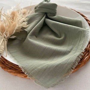 Sage Green Boho Napkins Cheesecloth Napkin Rustic Wedding Ceremony Decor Cotton Gauze Napkins Farm Table Decor Wedding Ideas Dinner Napkins image 2