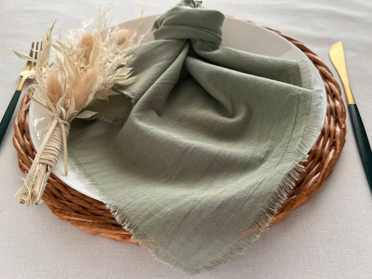 Sage Green Boho Napkins Cheesecloth Napkin Rustic Wedding Etsy UK