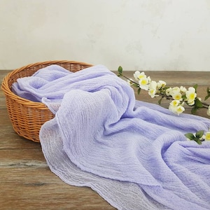 Light Violet Wedding GauTable Runner Lavender Table Centerpiece Cheesecloth Wedding Rustic Boho Wedding Decor Cotton Runner for Table Arch
