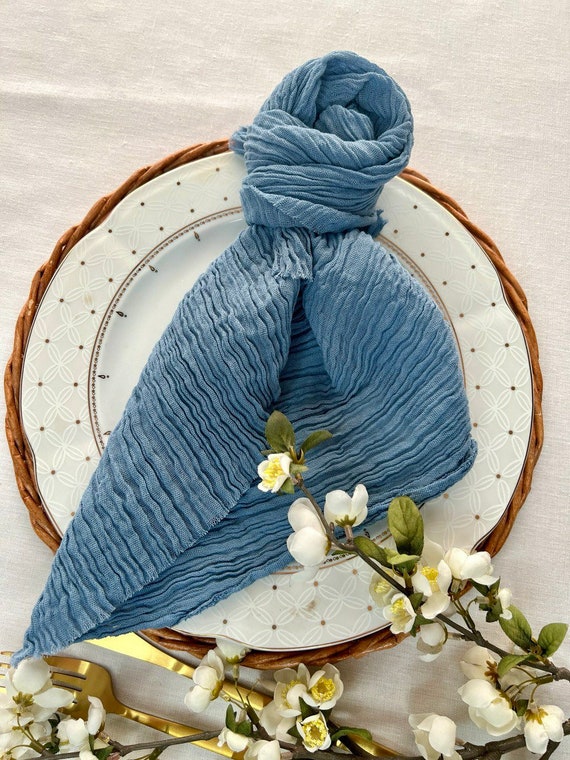 Blu polvere set 4 tovaglioli di cotone tovagliolo di garza tovaglioli di  garza di cotone decorazioni rustiche per matrimoni tovaglioli di stoffa per  decorazioni da tavola fattoria -  Italia