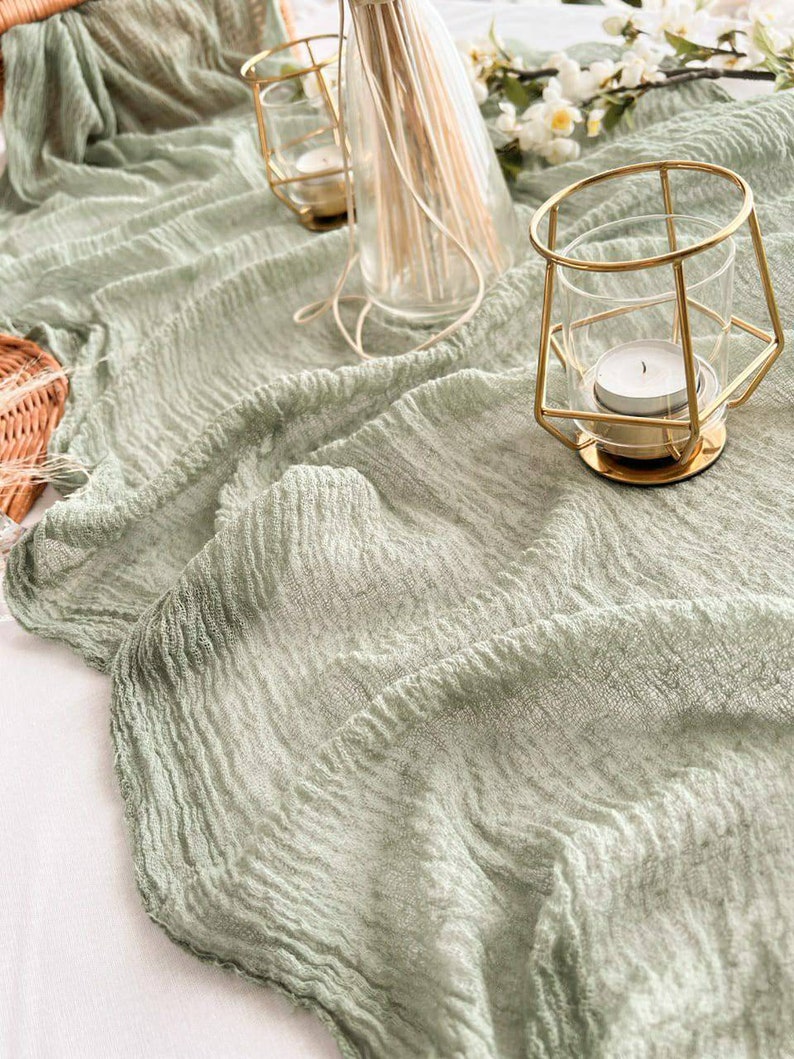 Sage Green Boho Napkins Cheesecloth Napkin Rustic Wedding Etsy Canada