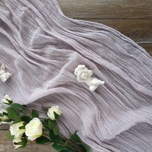 Runner da tavolo in garza di cotone color lavanda vintage Runner in garza Centrotavola Runner da tavolo per matrimonio Idee per decorazioni moderne Tessuto in garza di cotone