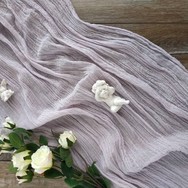 Vintage Lavender Wedding Gauze Table Runner Cheesecloth Runner Centerpiece Runner Wedding Table Modern Decorations Ideas Cotton Gauze Cloth