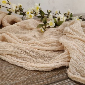 Gauze table runner Cafe Latte Beige wedding bridal shower runner table centerpiece, cheesecloth   wedding decorations wedding ideas