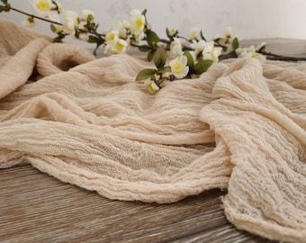 Gauze table runner Cafe Latte Beige wedding bridal shower runner table centerpiece, cheesecloth   wedding decorations wedding ideas