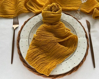 Mustard Boho Napkins  Cheesecloth Napkin Rustic Wedding Ceremony Decor Cotton Gauze Napkins Farm Table Decor Wedding Ideas Dinner Napkins