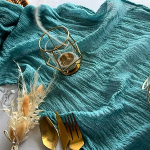 Teal blue Boho Wedding Gauze Table Runner Rustic Wedding Centerpiece Cheesecloth Runner Rustic Table Runner Wedding Decor Aisle Backdrop