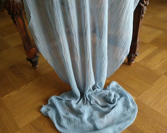 Azul pastel azul polvoriento Boho boda despedida de soltera corredor mesa centro de mesa corredor de tela de queso decoraciones de boda ceremonia ideas arco regalo