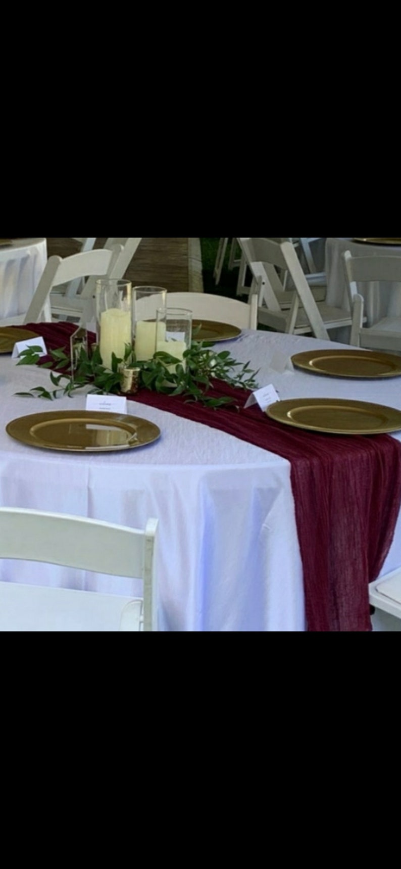 Mulberry Burgundy Wedding Gauze Table Runner Rustic Boho Style Dyed Cheesecloth Event Centerpiece Runner Watercolor Bohemian Cotton Arch image 3