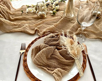 Beige Wedding Ideas Gauze Table Runner Bridal Shower Runner Table Centerpiece Cheesecloth Table Runner Wedding Decorations Boho Decor