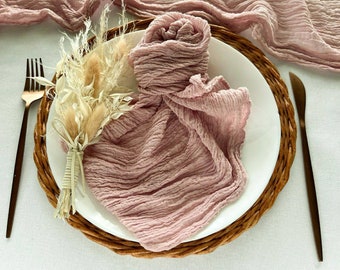 Blush Pink Boho Napkins  Cheesecloth Napkin Rustic Wedding Ceremony Decor Cotton Gauze Napkins Farm Table Decor Wedding Ideas Dinner Napkins