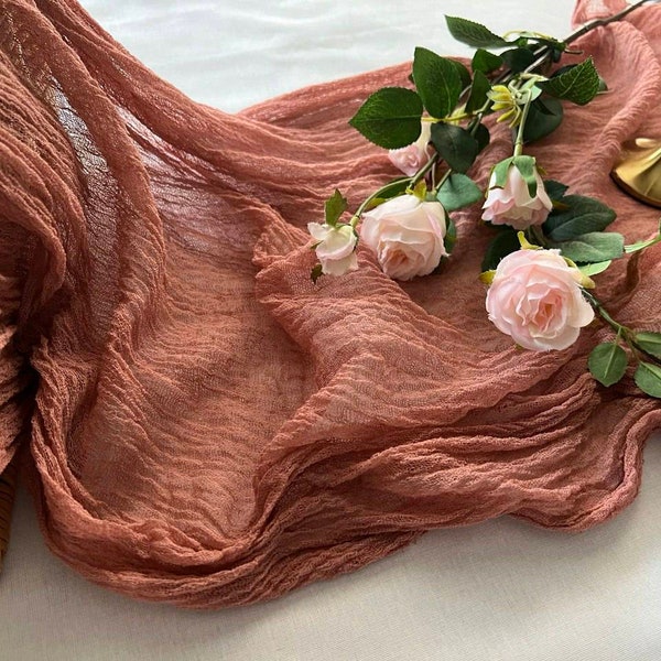 Desert Rose Wedding Ideas Gauze Table Runner Bridal Shower Runner Table Centerpiece Cheesecloth Table Runner Wedding Decorations Boho Decor